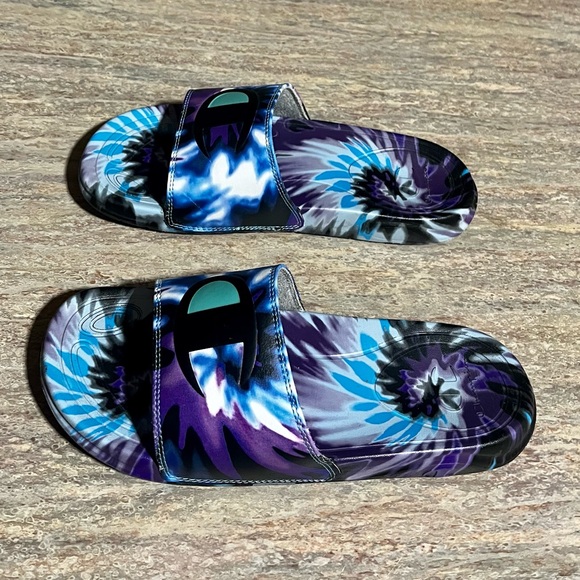 Champion Tie-Dye Blue and Purple Slides - Picture 3 of 13
